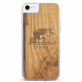 Белый чехол для iPhone SE 2 Venice Lion из древнего дерева
