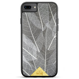 Funda para iPhone 7 Plus con marco negro y hojas de esqueleto