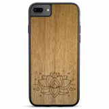 Custodia per telefono in legno di loto inciso per iPhone 8 Plus