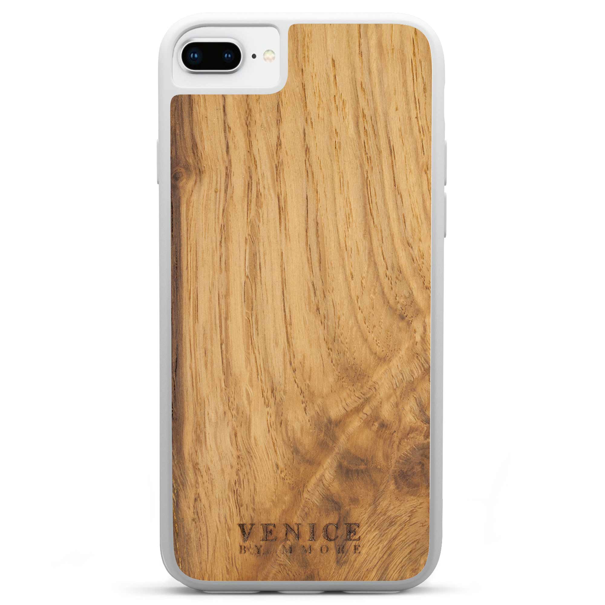 iPhone 8 Plus Holzweiße Handyhülle mit Venedig-Schriftzug