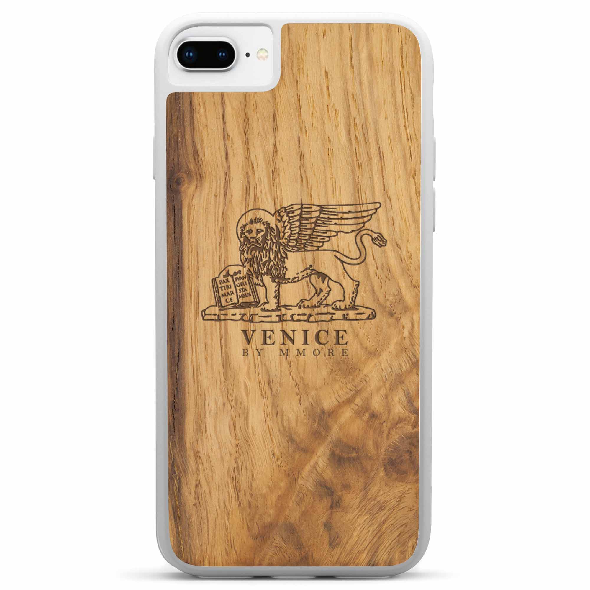 iPhone 8 Plus Venice Lion Ancient Wood White Phone Case