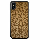 Custodia per telefono in legno con stampa ghepardo per iPhone X XS