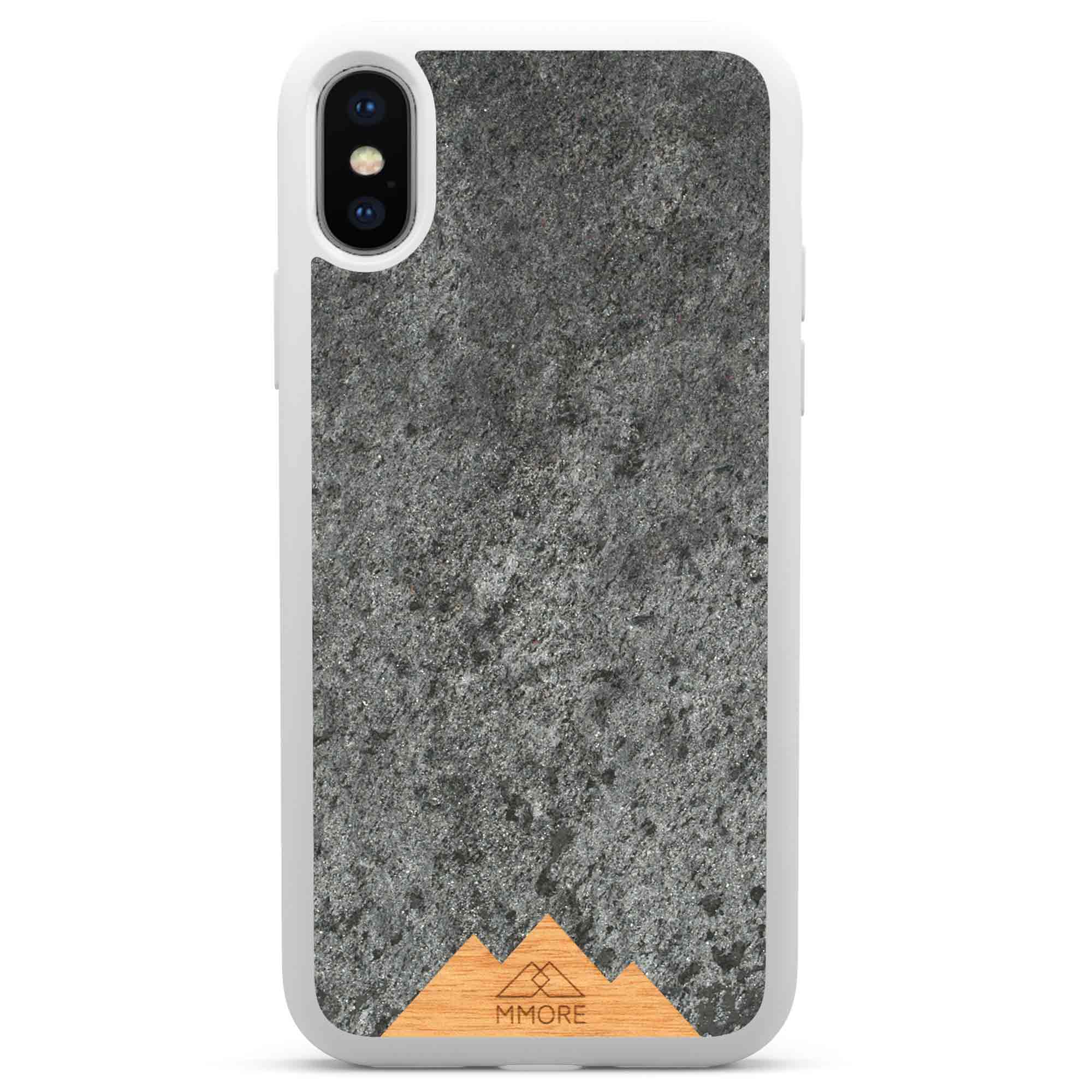 iPhone XS Handyhülle mit weißem Rahmen Mountain Stone