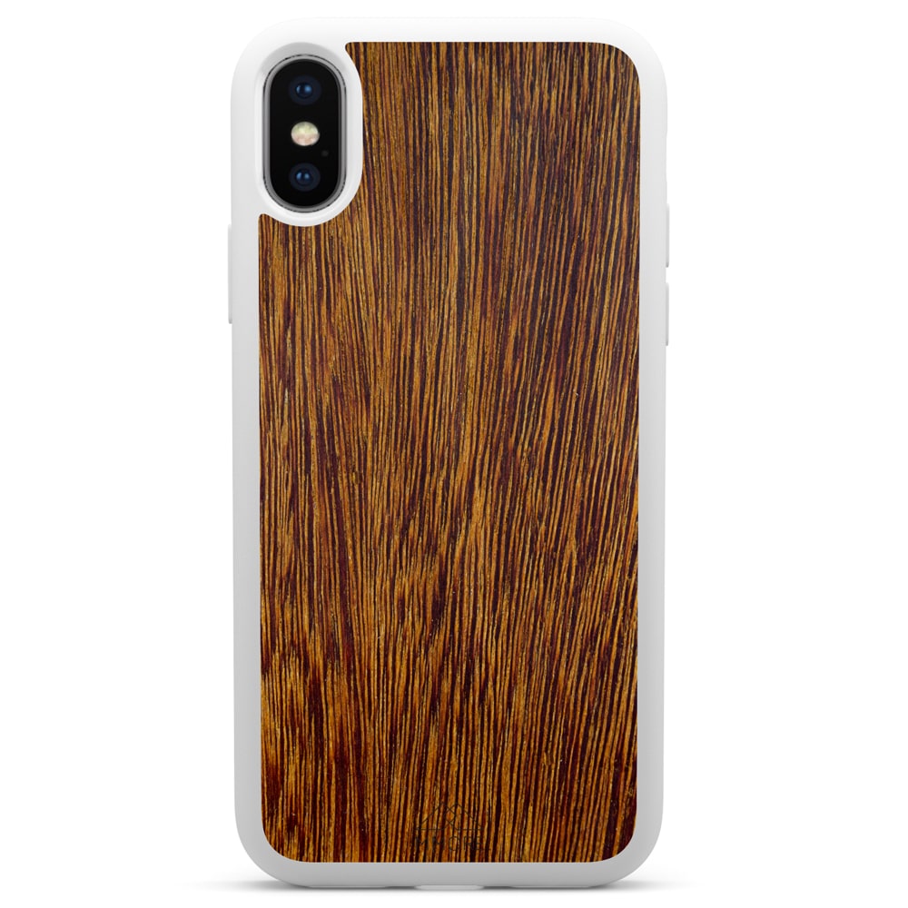 iPhone X XS Sucupira Holz weiße Handyhülle