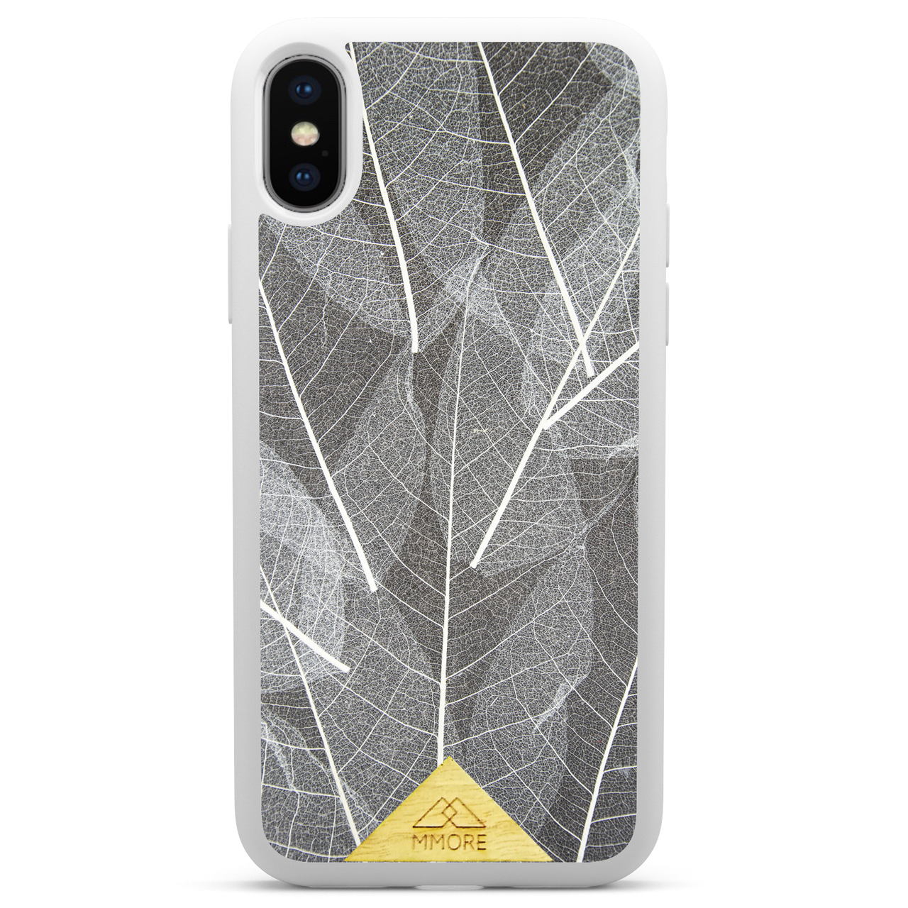 iPhone x White Frame Skeleton Leaves Phone Case