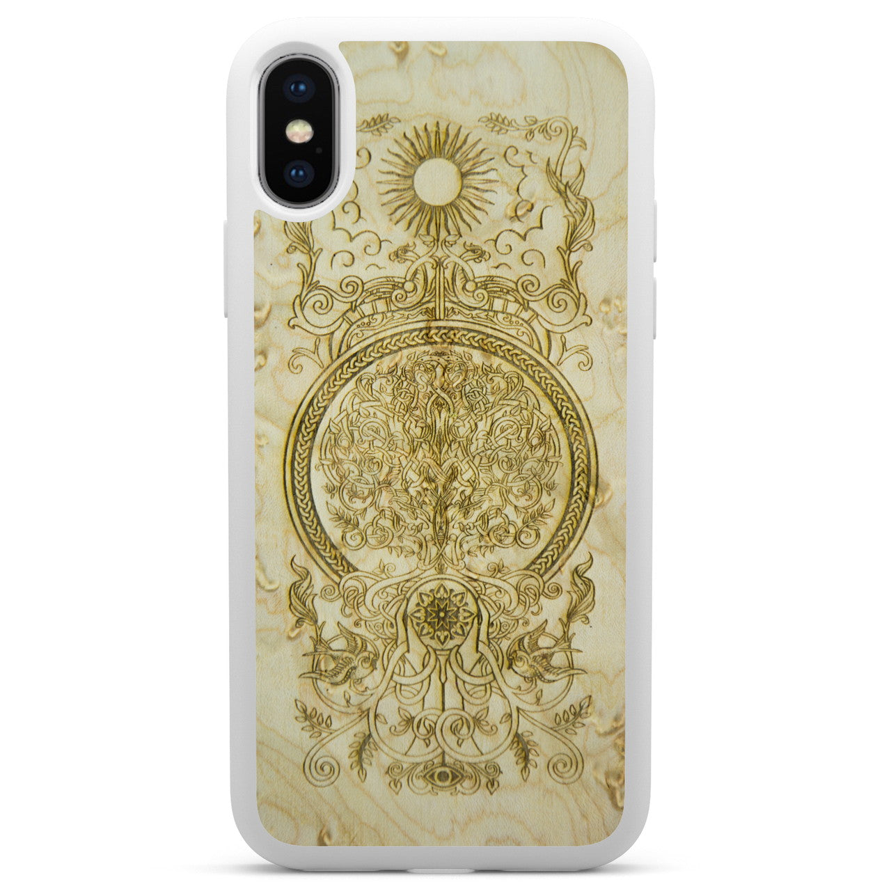 iPhone X XS Wooden Tree of Life White Phone Case