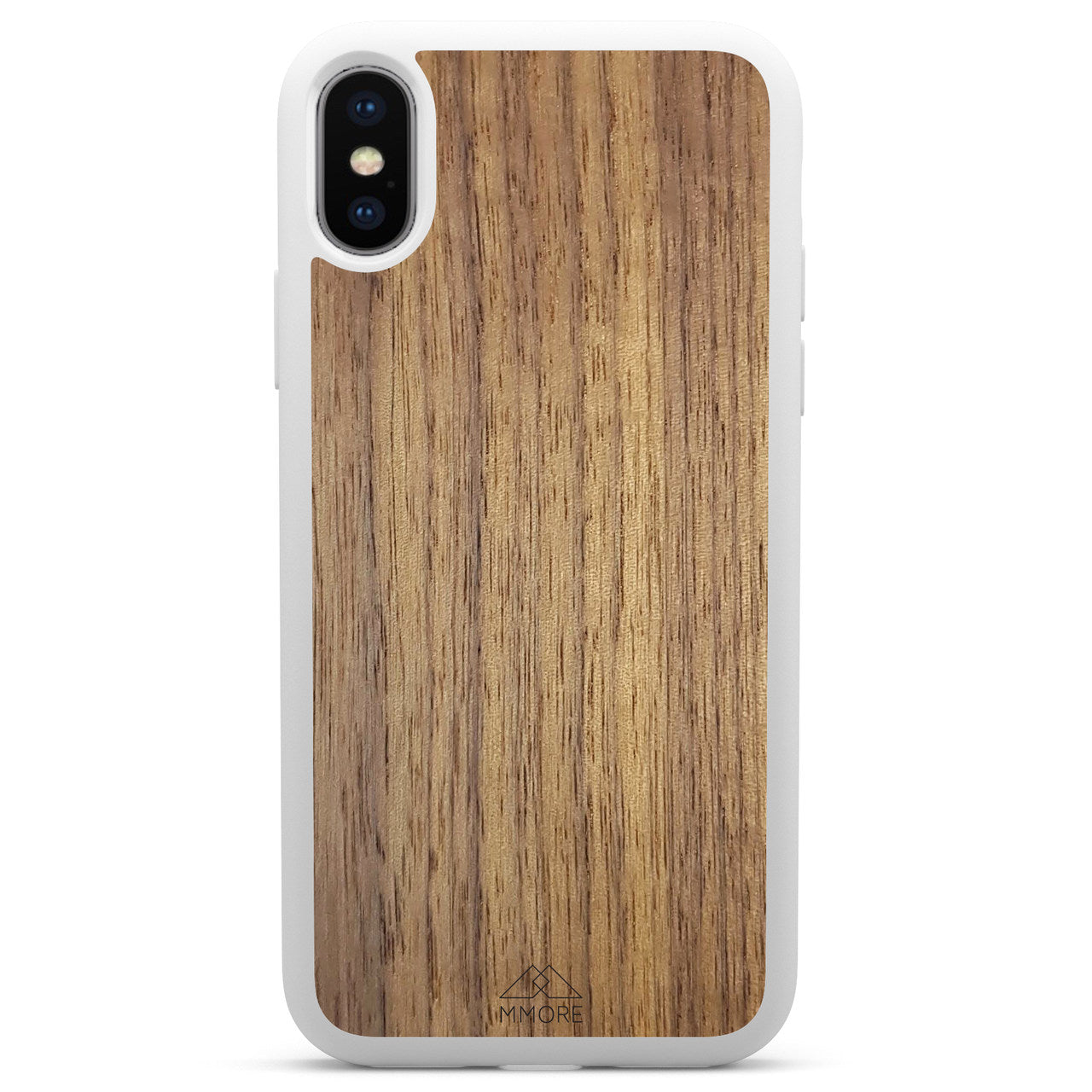 Coque de portable blanche en bois de noyer américain pour iPhone X XS
