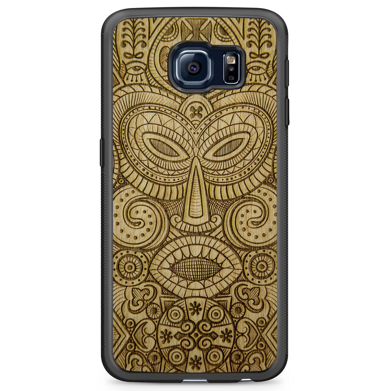 Etui de téléphone en bois Tribal Mask pour Samsung S6 Edge